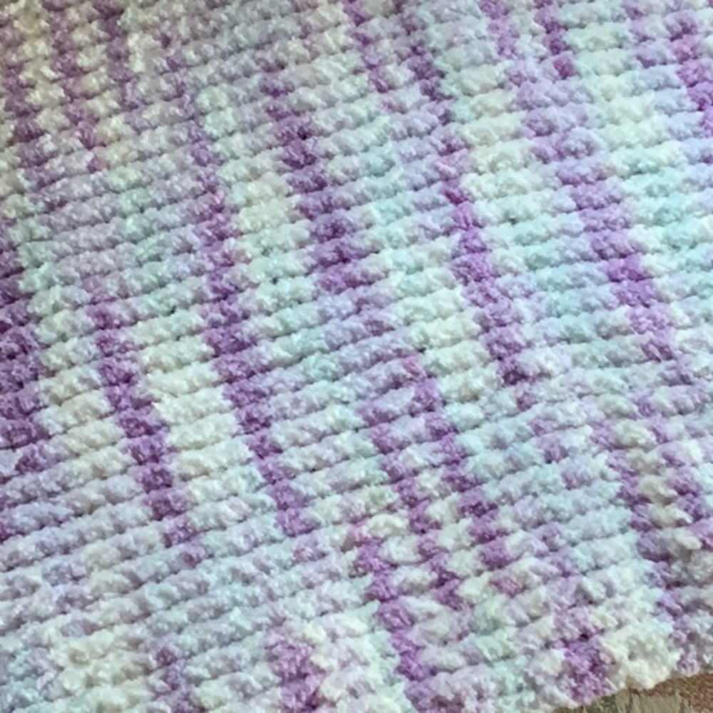 Wife’s handmade purple/blue/white/other color, soft blanket loom knit - Picture 3 of 3
